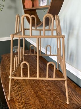 Vintage YAFFA Style Shoe Rack 1980s Beige Plastic Holds 8 Pairs 1981 Shoe Stack